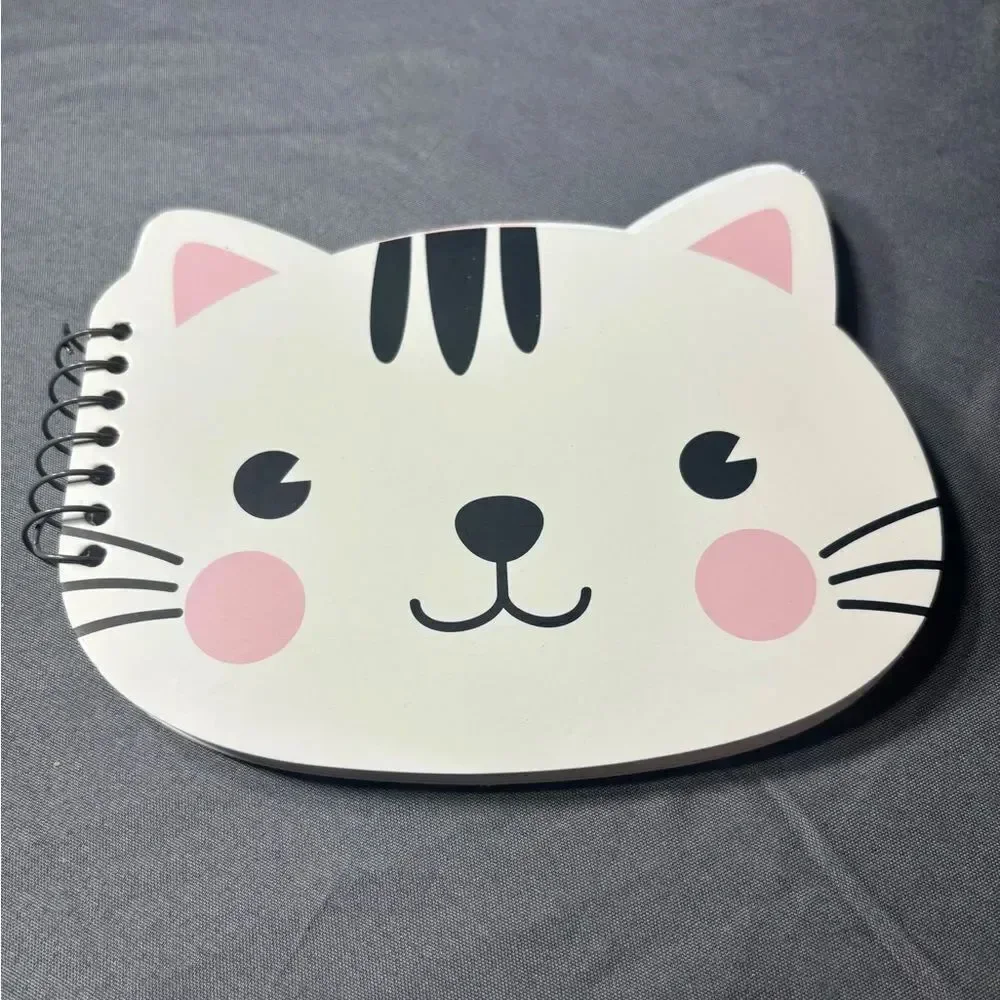 Charming Cat Face Spiral Notebook with Stickers 2 pc Cat Themed Notepad Set NWT